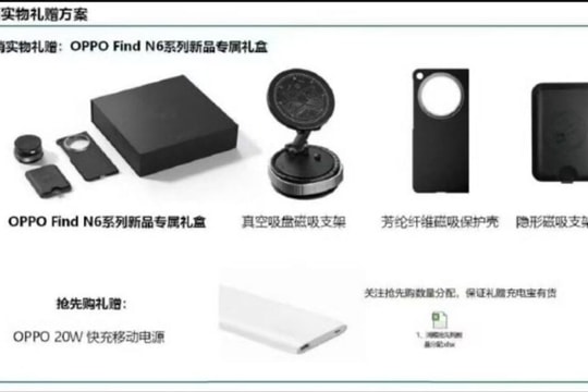 OPPO Find N6 lộ diện trọn bộ phụ kiện từ tính và cấu hình Snapdragon 8 Elite mạnh mẽ