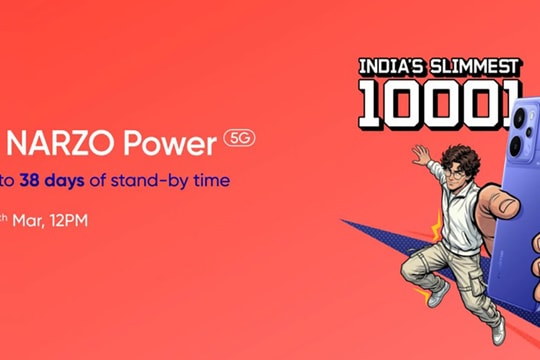 realme Narzo Power 5G ra mắt ngày 5/3: Pin 10,001mAh và màn hình 144Hz siêu sáng