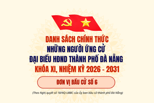 (INFORGRAPHIC) - DANH SÁCH NHỮNG NGƯỜI ỨNG CỬ ĐẠI BIỂU HĐND THÀNH PHỐ ĐÀ NẴNG KHÓA XI, NHIỆM KỲ 2026 - 2031 (Đơn vị bầu cử số 6)