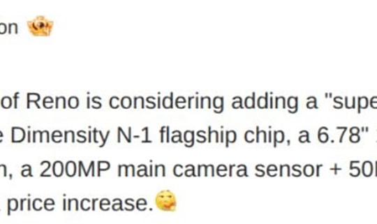 Lộ diện OPPO Reno16 Pro Max: Màn hình LTPO 1.5K, chip Dimensity flagship và camera 200MP