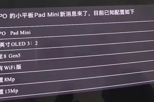 OPPO Pad Mini lộ diện với chip Snapdragon 8 Gen 5 và pin 8.000 mAh