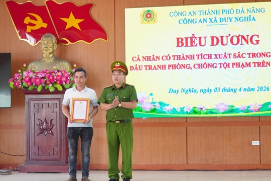 Công an xã Duy Nghĩa biểu dương cá nhân tiêu biểu trong đấu tranh phòng, chống tội phạm