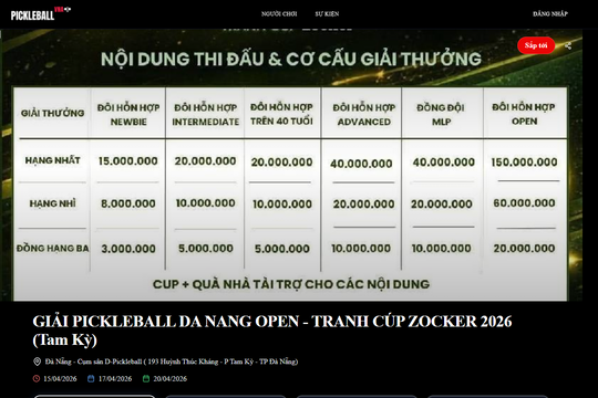 Tổ chức Giải Pickleball Đà Nẵng mở rộng 2026