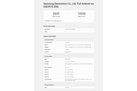 Exynos 2700 lộ diện trên Geekbench: Cấu trúc 10 nhân và hiệu năng đa luồng đột phá