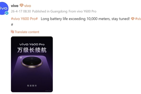 vivo Y600 Pro lộ diện: Smartphone pin 10,000 mAh và sạc nhanh 90W sắp trình làng