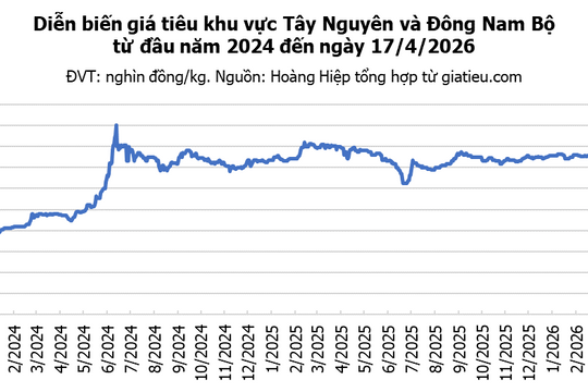 Giá tiêu hôm nay 17/4/2026: Giá trong nước đi ngang, tiêu Brazil giảm mạnh 150 USD