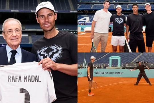 Bellingham và Courtois so vợt cùng Nadal, Sinner tại sân Bernabeu