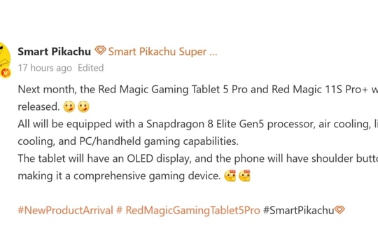 Red Magic Gaming Tablet 5 Pro và 11S Pro+ ra mắt tháng 5 với chip Snapdragon 8 Elite Gen 5