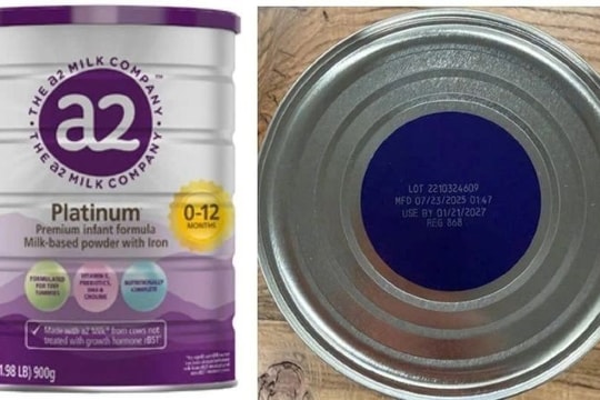 Bộ Y tế yêu cầu rà soát, thu hồi 3 lô sữa a2 Platinum Premium cho trẻ nhỏ