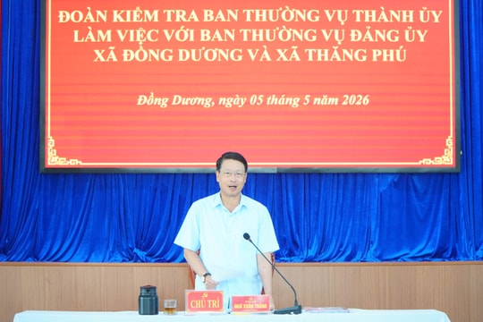 Đoàn kiểm tra Ban Thường vụ Thành ủy làm việc với xã Đồng Dương và xã Thăng Phú