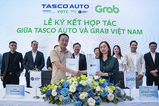 Tasco Auto và Grab Việt Nam hợp tác thúc đẩy xe điện: Ưu đãi giá xe và phí sạc cho tài xế