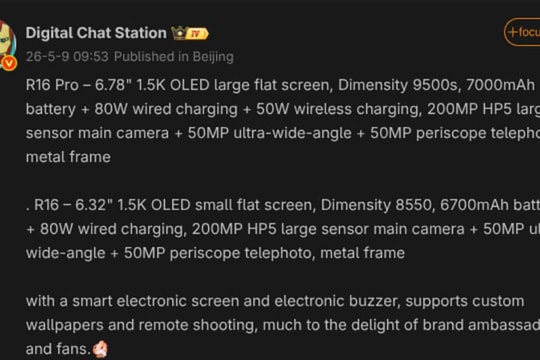 Lộ diện cấu hình OPPO Reno16 Series với camera 200MP và pin dung lượng 7.000mAh