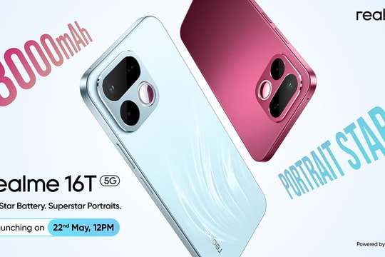 realme 16T xác nhận ra mắt ngày 22/5: Pin 8.000 mAh dùng 3 ngày, hỗ trợ sạc bypass