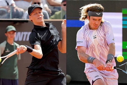 Jannik Sinner hủy diệt Andrey Rublev: Bản lĩnh số 1 thế giới tại Rome Masters