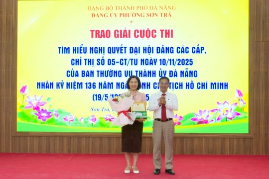 Phường Sơn Trà trao giải Cuộc thi tìm hiểu nghị quyết đại hội Đảng các cấp và Chỉ thị số 05-CT/TU