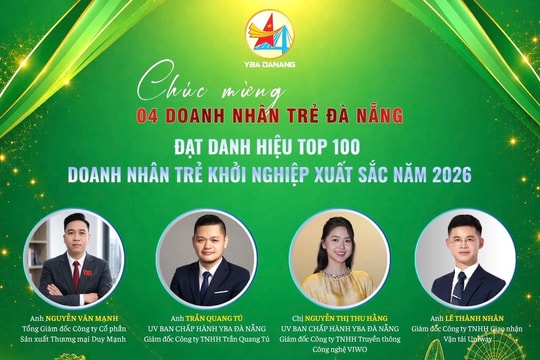 4 doanh nhân trẻ Đà Nẵng lọt vào Top 100 Doanh nhân trẻ khởi nghiệp xuất sắc năm 2026