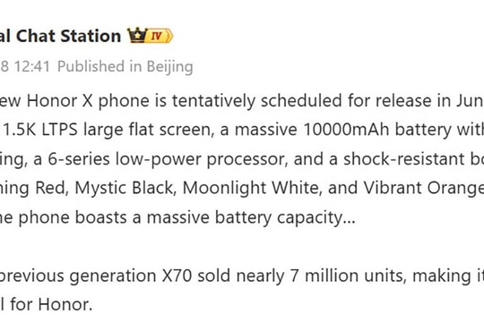 HONOR X80 sắp ra mắt: Pin đột phá 10,000mAh và màn hình OLED 120Hz