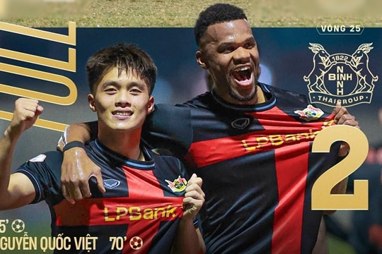 HLV Chu Đình Nghiêm ra mắt ấn tượng, Ninh Bình thắng Thanh Hóa 2-0 để chiếm vị trí thứ 3