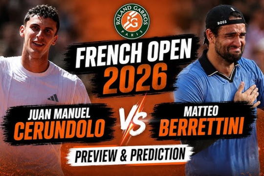 Roland Garros 2026: Berrettini đối đầu hiện tượng Cerundolo, Sabalenka đại chiến Osaka