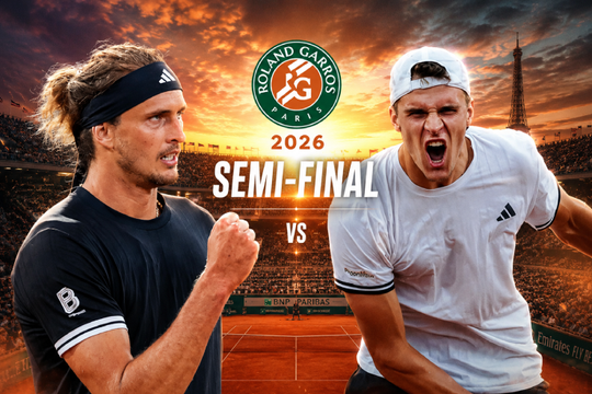 Bán kết Roland Garros 2026: Zverev đối đầu hiện tượng Mensik và trận derby lịch sử của người Ý