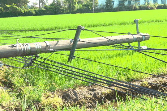 Thăng Điền có 8.260 khách hàng mất điện do gió lốc ngã đổ 17 trụ điện trung thế