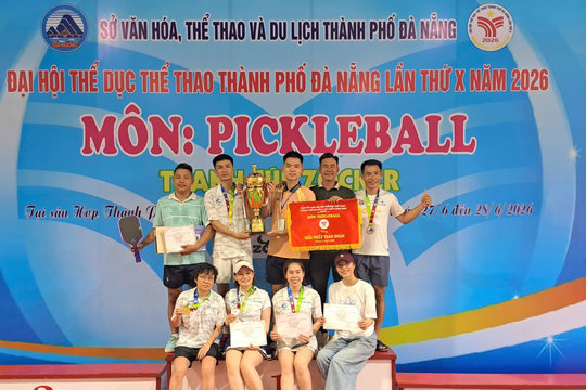 Phường Hòa Cường xếp Nhất toàn đoàn Giải Pickleball Đại hội Thể dục thể thao thành phố Đà Nẵng