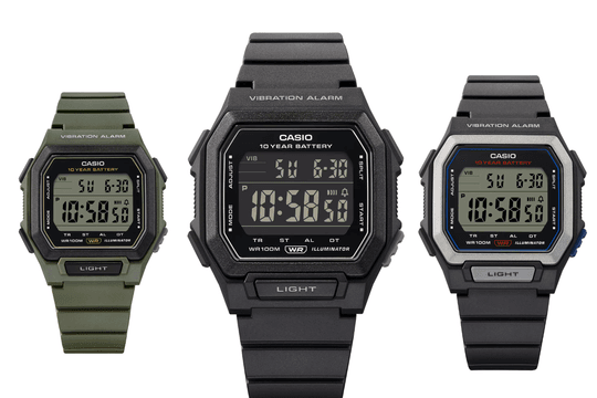 Casio W738H cập bến thị trường Mỹ: Pin 10 năm và tính năng báo thức rung độc đáo