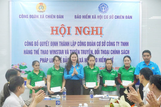 Thành lập 2 công đoàn cơ sở tại xã Chiên Đàn