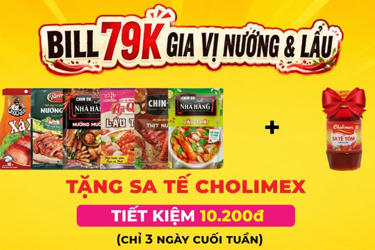 Mẹo săn deal gia vị lẩu nướng từ 79.000 đồng tặng kèm sa tế Cholimex tại Bách hóa XANH