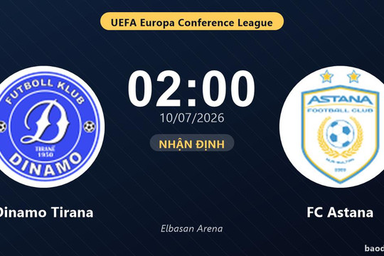 Trực tiếp Dinamo Tirana vs FC Astana: Trận đấu đang diễn ra