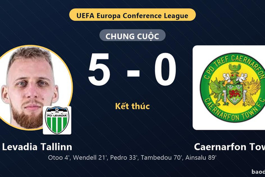 FC Levadia Tallinn vùi dập Caernarfon Town ở vòng loại Conference League