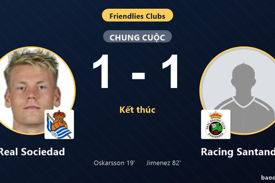 Real Sociedad và Racing Santander bất phân thắng bại ở trận giao hữu