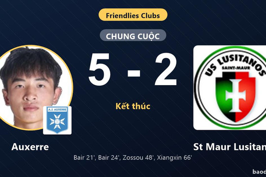 Auxerre thắng đậm St Maur Lusitanos trong màn rượt đuổi ở trận giao hữu