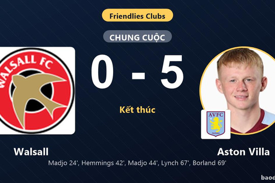 Aston Villa đè bẹp Walsall 5-0 trong trận giao hữu CLB