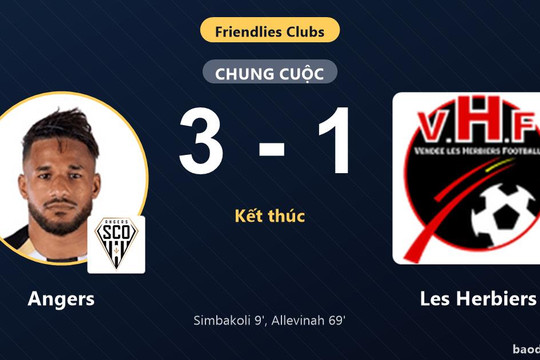 Angers thắng Les Herbiers, khép lại trận giao hữu với chiến thắng thuyết phục