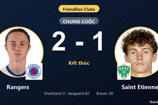 Rangers thắng sát nút Saint Etienne trong trận giao hữu rượt đuổi