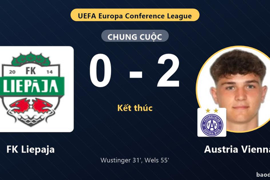 Austria Vienna thắng 2-0, FK Liepaja gặp bất lợi ở vòng loại thứ hai