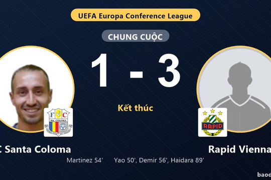 Rapid Vienna thắng, FC Santa Coloma nhận thất bại ở vòng loại Conference League
