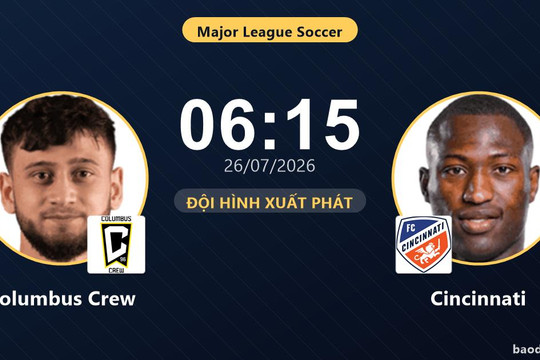 Trực tiếp Columbus Crew vs Cincinnati: Đội hình xuất phát