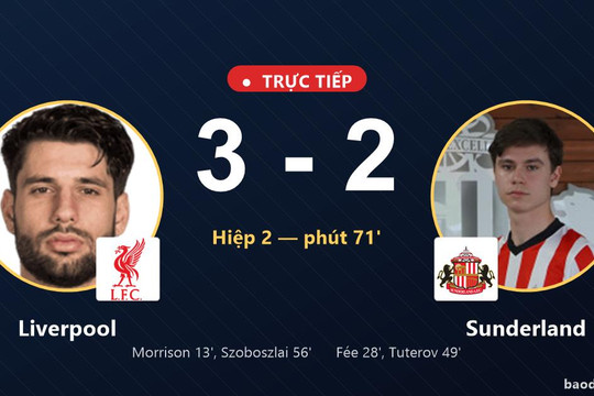 Trực tiếp Liverpool vs Sunderland: Liverpool vượt lên dẫn trước