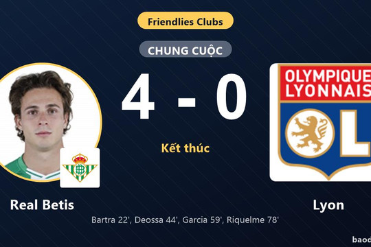 Real Betis áp đảo Lyon, thắng đậm trong trận giao hữu CLB