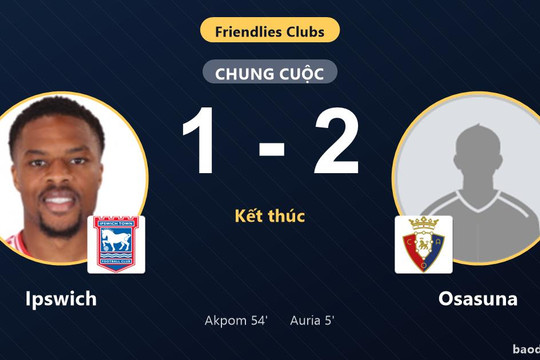 Osasuna thắng Ipswich, đối thủ nhận thất bại trong trận giao hữu CLB