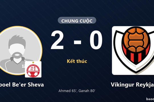 Hapoel Be'er Sheva thắng 2-0, Víkingur Reykjavík trắng tay