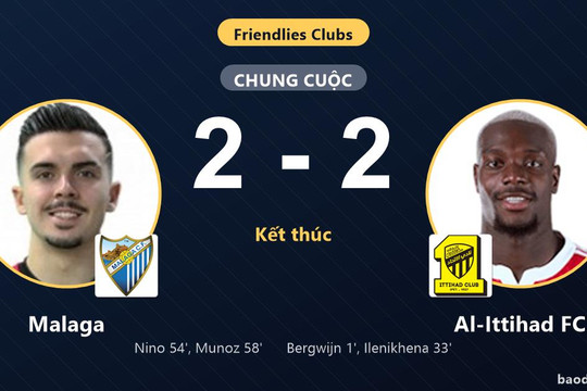 Malaga và Al-Ittihad FC chia điểm sau màn rượt đuổi tại Club Friendlies