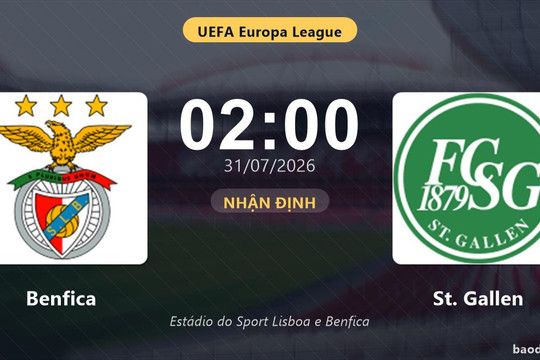 Nhận định Benfica vs St. Gallen: đội hình dự kiến