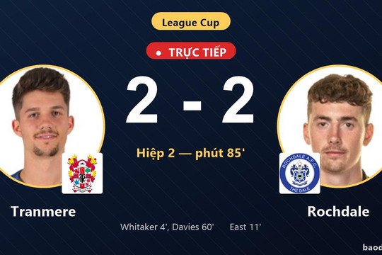 Trực tiếp Tranmere vs Rochdale: Rochdale gỡ hòa 2-2