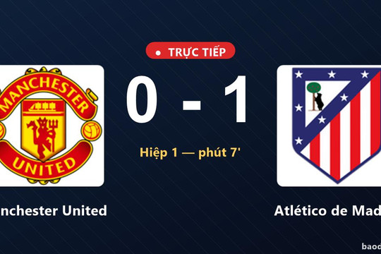 Trực tiếp Manchester United vs Atlético de Madrid: Hết hiệp 1, Atlético de Madrid dẫn 1-0