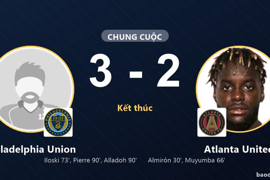 Philadelphia Union ngược dòng thắng trận, Atlanta United vẫn đứng cuối bảng