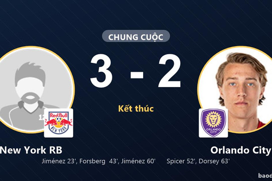 New York RB đứng thứ 7, Orlando City đứng thứ 10 sau trận rượt đuổi