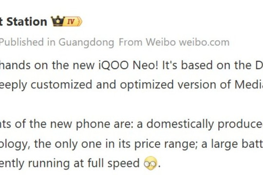 Cấu hình iQOO Neo 11S: Vi xử lý Dimensity 9500 tùy biến và viên pin 9.000 mAh